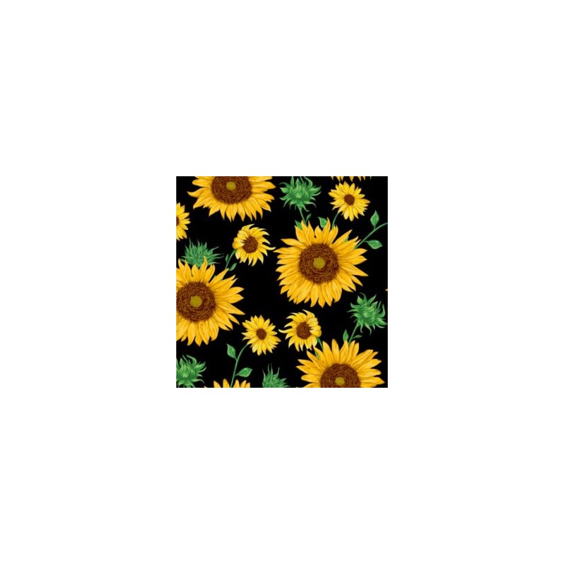 Estampado Girasoles Fondo Negro