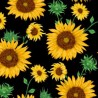 Estampado Girasoles Fondo Negro